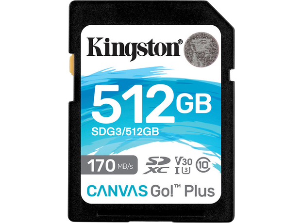 Kingston SDXC 512GB Canvas Go! Plus Class 10 UHS-I U3V30 (SDG3/512GB)  Kingston SDXC 512GB Canvas Go! Plus Class 10 UHS-I U3V30 (SDG3/512GB)