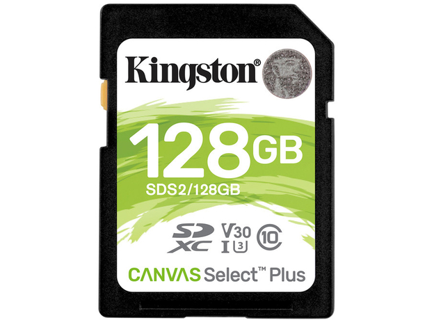 Kingston SDXC 128GB Canvas Select Plus Class 10 UHS-I U3V30 (SDS2/128GB)  Kingston SDXC 128GB Canvas Select Plus Class 10 UHS-I U3V30 (SDS2/128GB)