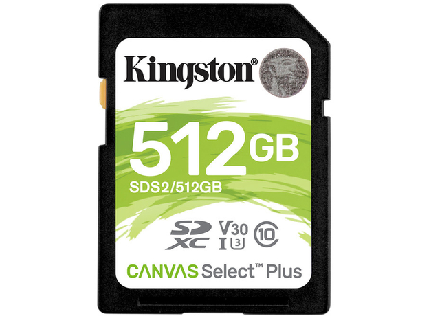 Kingston SDXC 512GB Canvas Select Plus Class 10 UHS-I U3V30 (SDS2/512GB)  Kingston SDXC 512GB Canvas Select Plus Class 10 UHS-I U3V30 (SDS2/512GB)