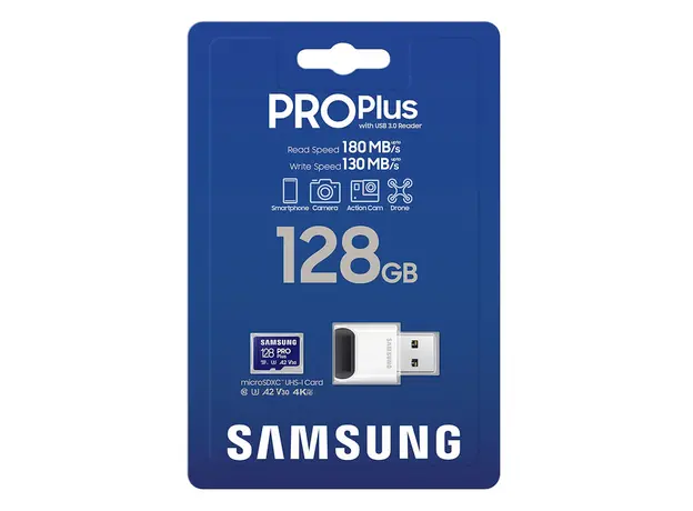 Карта памяти Samsung Pro Plus SDXC 128GB Class 10 UHS-I U3V30 (MB-MD128SB/WW) - изображение 6