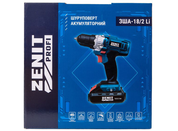 Аккумуляторный шуруповерт Зенит Профи ЗША-18/2 Li (850855) - изображение 6 Аккумуляторный шуруповерт Зенит Профи ЗША-18/2 Li (850855) - изображение 6
