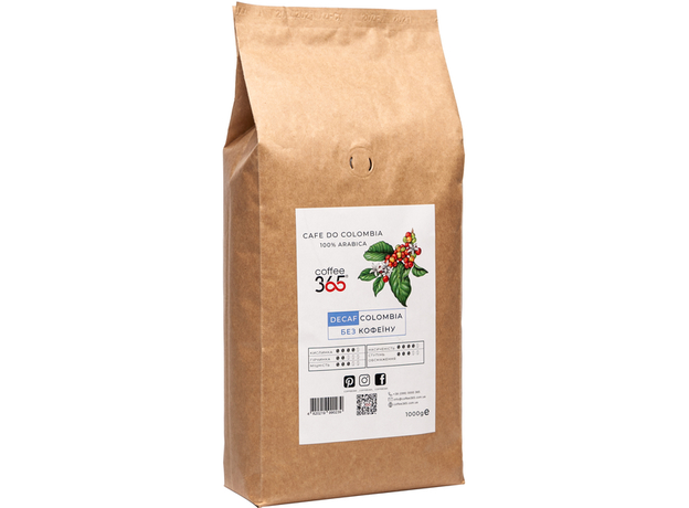 Кофе в зернах Coffee365 Colombia Decaf без кофеина 1 кг (4820219990239) 