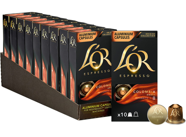 Набор кофе в капсулах L’OR Espresso Colombia 10 упаковок x 10 шт (100 капсул) совместимы с Nespresso 100% Арабика (8711000360774) 