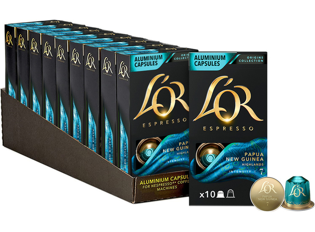 Набір кави в капсулах L'OR Espresso Papua New Guinea 10 упаковок x 10 шт (100 капсул) сумісні з Nespresso 100% Арабіка (8711000360781)  Набір кави в капсулах L'OR Espresso Papua New Guinea 10 упаковок x 10 шт (100 капсул) сумісні з Nespresso 100% Арабіка (8711000360781)