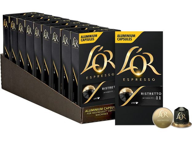 Набор кофе в капсулах L’OR Ristretto 10 упаковок x 10 шт (100 капсул) совместимы с Nespresso 100% Арабика (8711000891650) 