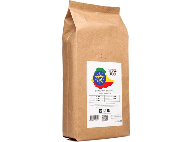 Кофе в зернах Coffee365 Ethiopia Sidamo 1 кг (4820219990208)  Кофе в зернах Coffee365 Ethiopia Sidamo 1 кг (4820219990208)