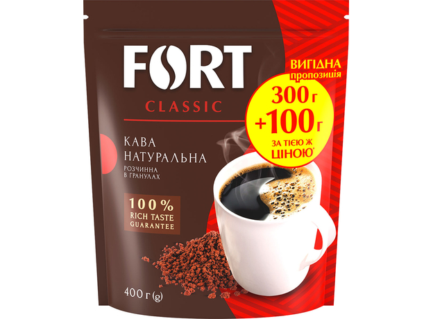 Кофе растворимый Fort в гранулах 400 г (8719325224337)  Кофе растворимый Fort в гранулах 400 г (8719325224337)