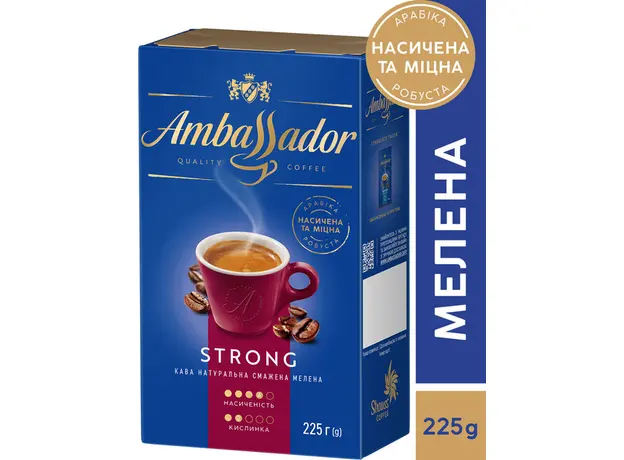 Кофе молотый Ambassador Strong 225 г (8720254065243) - изображение 2