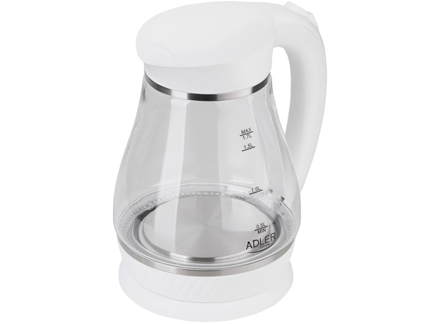 Електрочайник скляний з підсвічуванням ADLER AD 1274 white - зображення 2
