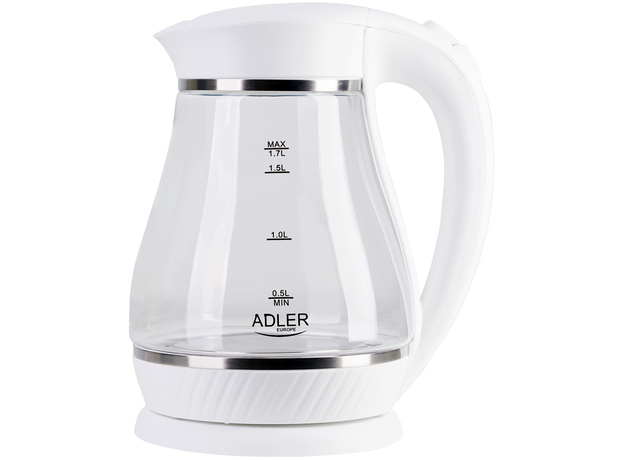 Електрочайник скляний з підсвічуванням ADLER AD 1274 white - зображення 3