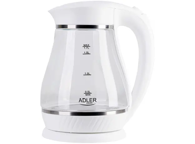 Електрочайник скляний з підсвічуванням ADLER AD 1274 white - зображення 3