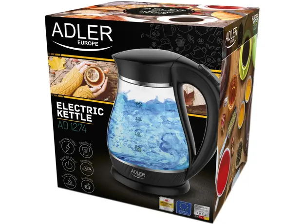 Электрочайник стеклянный ADLER AD 1274 black - изображение 5