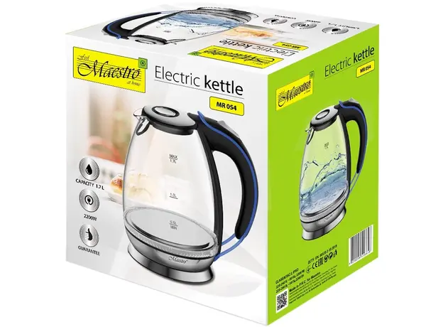 Электрочайник стеклянный Maestro MR-054 1.7 л Серебристый - изображение 2