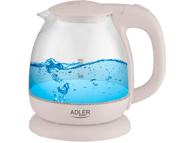 Електрочайник скляний Adler (AD 1283C), Колір виробу: Бежевий 