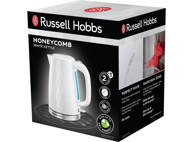 Електрочайник Russell Hobbs Honeycomb 26050-70, Колір виробу: Білий - зображення 7 Електрочайник Russell Hobbs Honeycomb 26050-70, Колір виробу: Білий - зображення 7