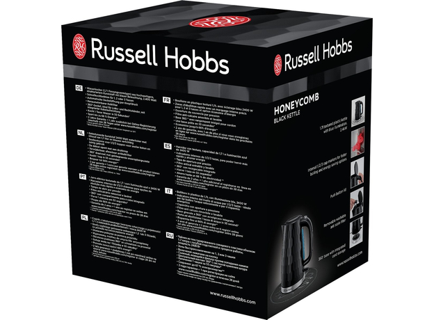 Електрочайник Russell Hoobs Honeycomb 26051-70 1.7 л Чорний, Колір виробу: Чорний - зображення 5 Електрочайник Russell Hoobs Honeycomb 26051-70 1.7 л Чорний, Колір виробу: Чорний - зображення 5