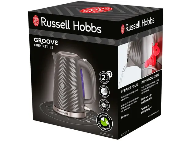 Електрочайник Russell Hobbs Groove Grey 26382-70 (AGD-CZA--0000098), Колір виробу: Сірий - зображення 7