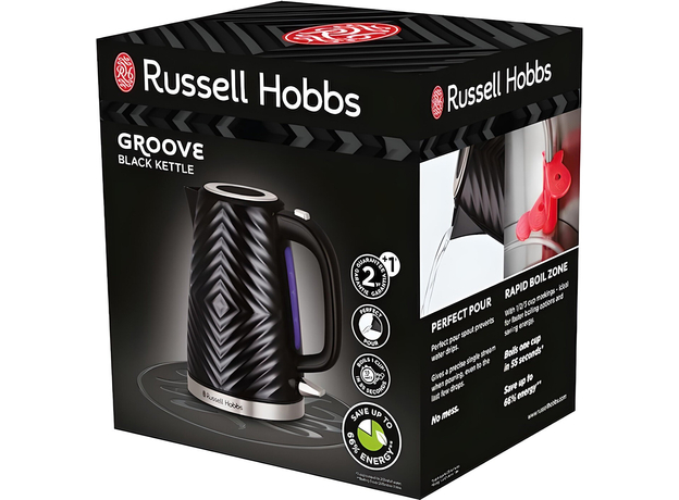 Електрочайник Russell Hobbs Groove Black 26380-70, Колір виробу: Чорний - зображення 7 Електрочайник Russell Hobbs Groove Black 26380-70, Колір виробу: Чорний - зображення 7