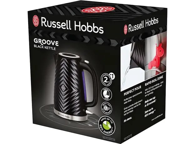 Электрочайник Russell Hobbs Groove Black 26380-70, Цвет изделия: Черный - изображение 7