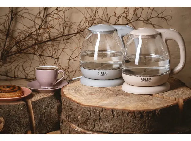 Електрочайник скляний Adler (AD 1283C), Колір виробу: Бежевий - зображення 4