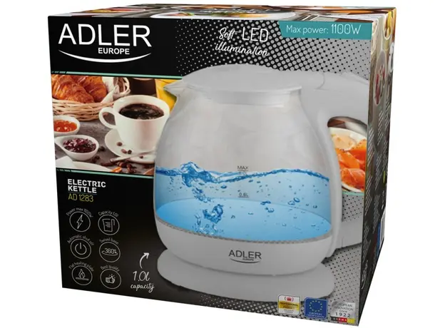 Електрочайник скляний Adler (AD 1283C), Колір виробу: Бежевий - зображення 6