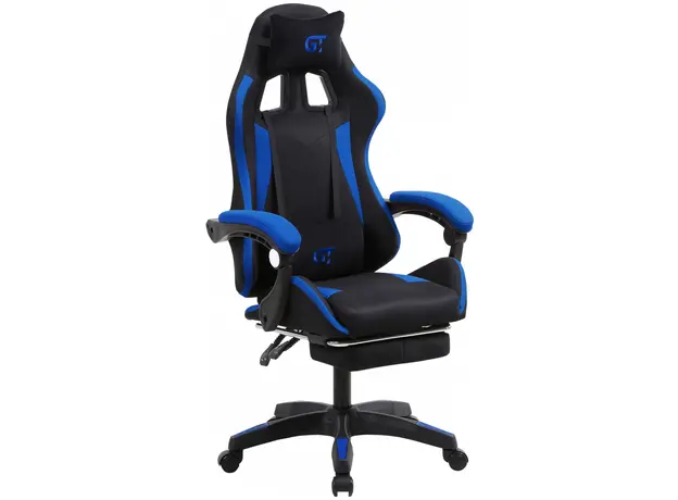 Игровое кресло с подставкой для ног GT Racer X-2324 Fabric Black/Blue - изображение 2