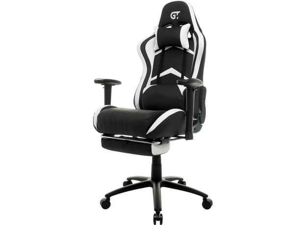Кресло для геймеров с подставкой для ног GT RACER X-2534-F Black/White - изображение 3