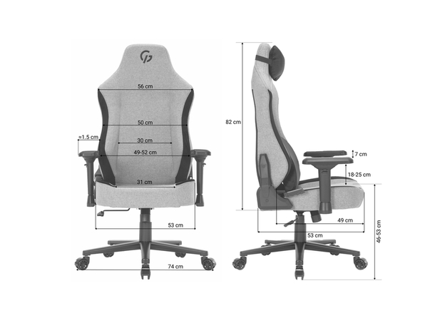 Ігрове крісло GamePro GC715DG Linen fabric Dark grey - зображення 10 Ігрове крісло GamePro GC715DG Linen fabric Dark grey - зображення 10