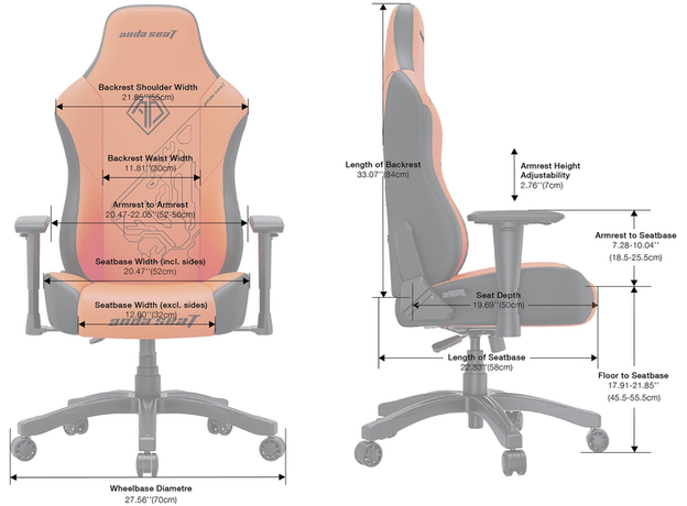 Игровое кресло Anda Seat Phantom 3 Tiger Edition PVC Size L Orange (AD18Y-14-OB-PV/C) - изображение 8