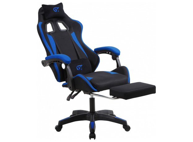 Игровое кресло с подставкой для ног GT Racer X-2324 Fabric Black/Blue - изображение 4