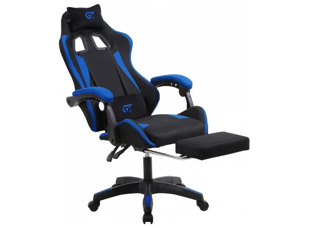 Игровое кресло с подставкой для ног GT Racer X-2324 Fabric Black/Blue - изображение 4