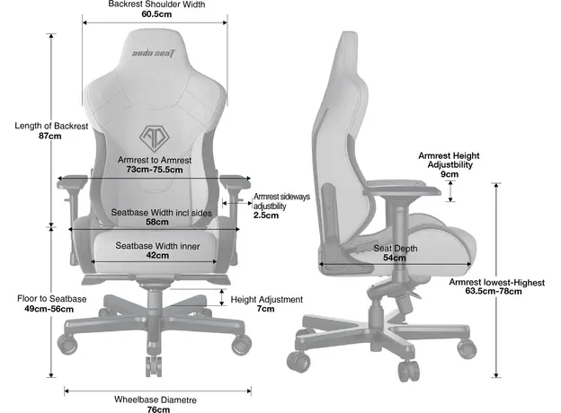 Кресло игровое Anda Seat T-Pro 2 Size XL Linen Fabric Black (AD12XLLA-01-B-F) - изображение 16