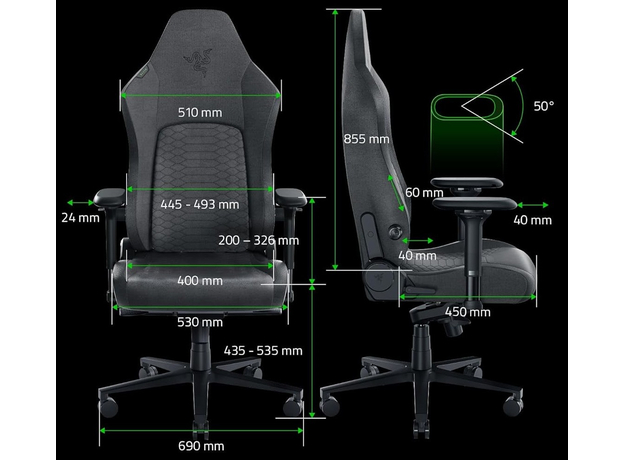 Крісло для геймерів Razer Iskur V2 Fabrick (RZ38-04900300-R3G1) - зображення 8 Крісло для геймерів Razer Iskur V2 Fabrick (RZ38-04900300-R3G1) - зображення 8