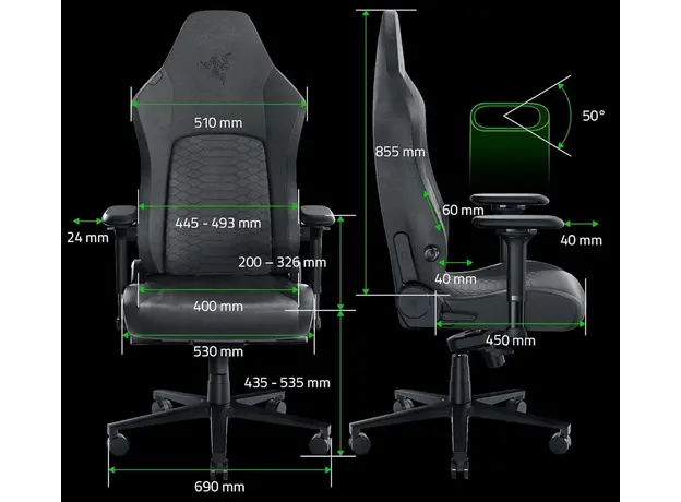 Кресло для геймеров Razer Iskur V2 Fabrick (RZ38-04900300-R3G1) - изображение 8