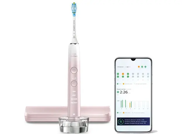 Электрическая зубная щетка PHILIPS Sonicare HX9911/84 Diamond Clean 9000, Основний колір: Рожевий - зображення 4