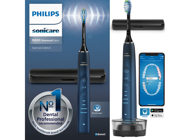 Электрическая зубная щетка PHILIPS Sonicare HX9911/88 Diamond Clean 9000, Основний колір: Блакитний  Электрическая зубная щетка PHILIPS Sonicare HX9911/88 Diamond Clean 9000, Основний колір: Блакитний