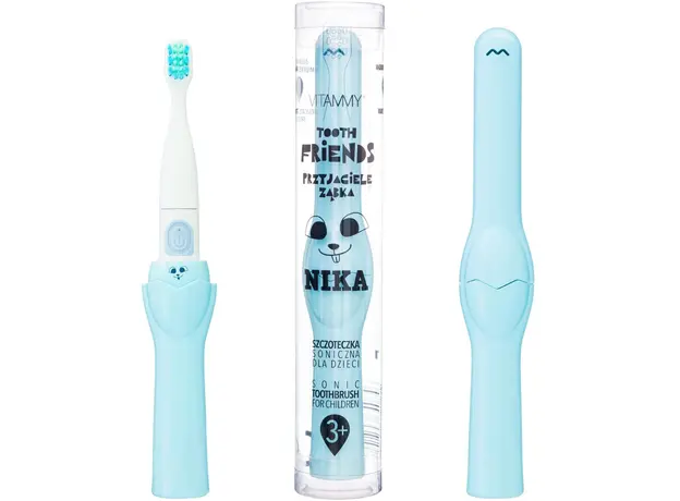 Детская электрическая зубная щетка Vitammy Tooth Friends Nika (от 3 лет), Основной цвет: Голубой 