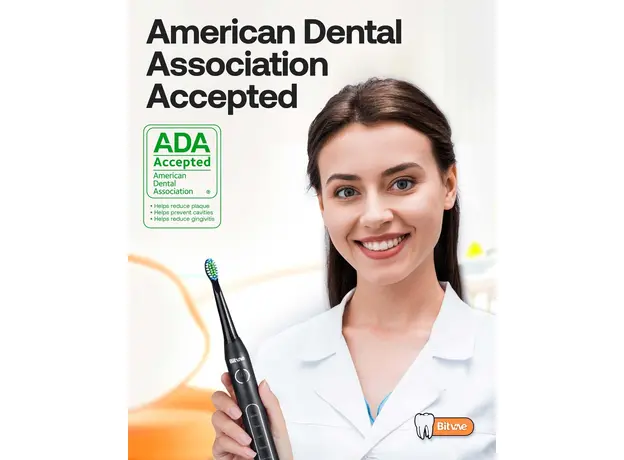 Электрическая зубная щетка Bitvae D2 с насадками 8 шт black, Основной цвет: Черный - изображение 7