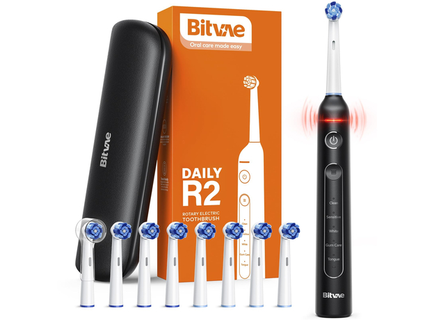 Электрическая зубная щетка Bitvae R2 Rotating с футляром и 8 насадками black - изображение 2 Электрическая зубная щетка Bitvae R2 Rotating с футляром и 8 насадками black - изображение 2