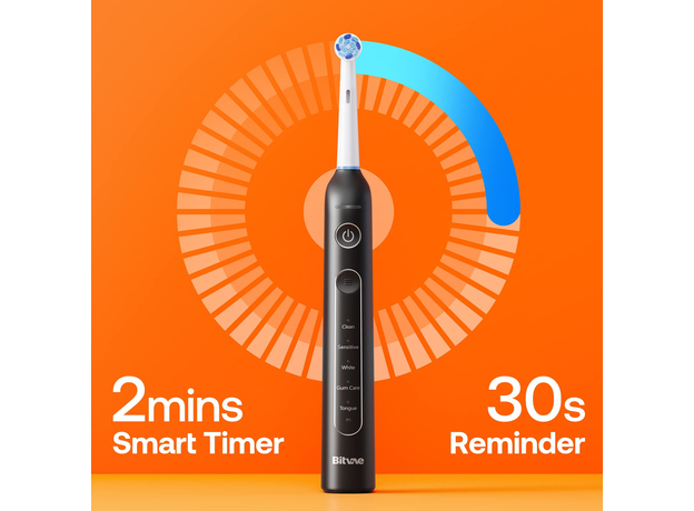 Электрическая зубная щетка Bitvae R2 Rotating с футляром и 8 насадками black - изображение 4 Электрическая зубная щетка Bitvae R2 Rotating с футляром и 8 насадками black - изображение 4