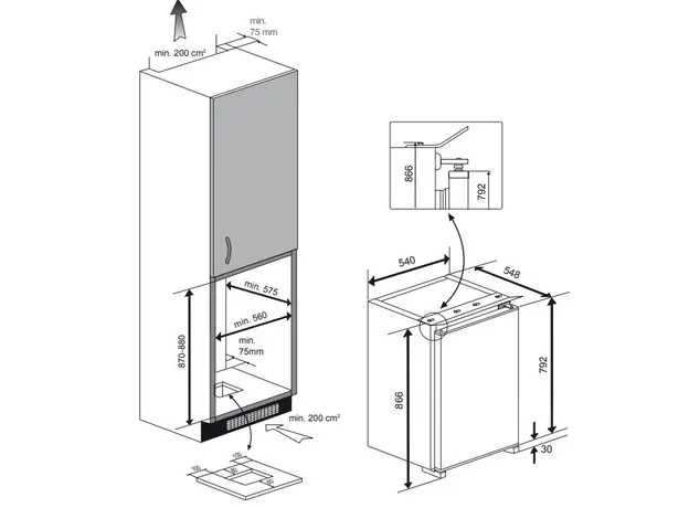 Встраиваемый холодильник BEKO B1752HCA+ - изображение 3