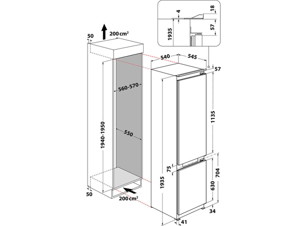 Встраиваемый холодильник WHIRLPOOL WHC20 T593 P - изображение 4