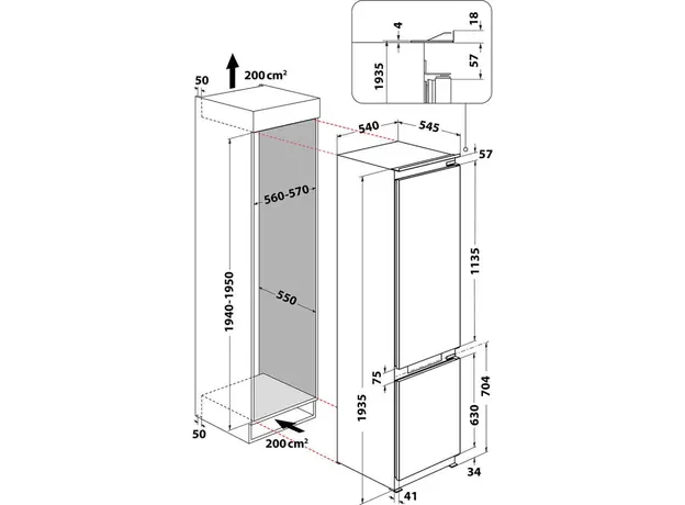 Встраиваемый холодильник WHIRLPOOL WHC20 T593 P - изображение 4