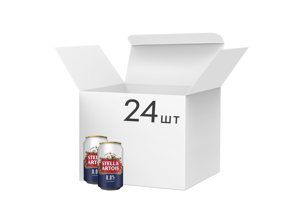 Упаковка пива Stella Artois безалкогольное пастеризованное светлое фильтрованное 0% 0.33 л х 24 шт ж/б (AL5410228277064) 