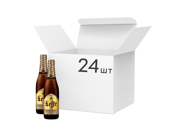 Упаковка пива Leffe Blonde светлое фильтрованное 6.4% 0.33 л x 24 шт (5410228142089) 