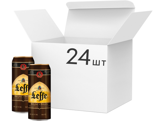 Упаковка пива Leffe Brune темное фильтрованное 6.3% 0.5 л x 24 шт (5410228201236) 
