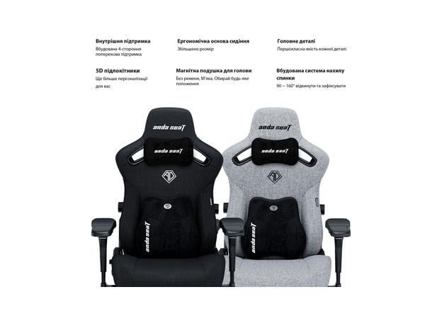 Кресло игровое Anda Seat Kaiser 3 Pro Size XL Black Fabric (AD12YDC-XL-01-B-CF-B02) - изображение 8