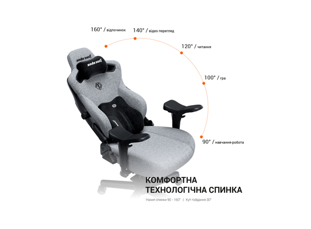Кресло игровое Anda Seat Kaiser 3 Pro Size XL Black Fabric (AD12YDC-XL-01-B-CF-B02) - изображение 18