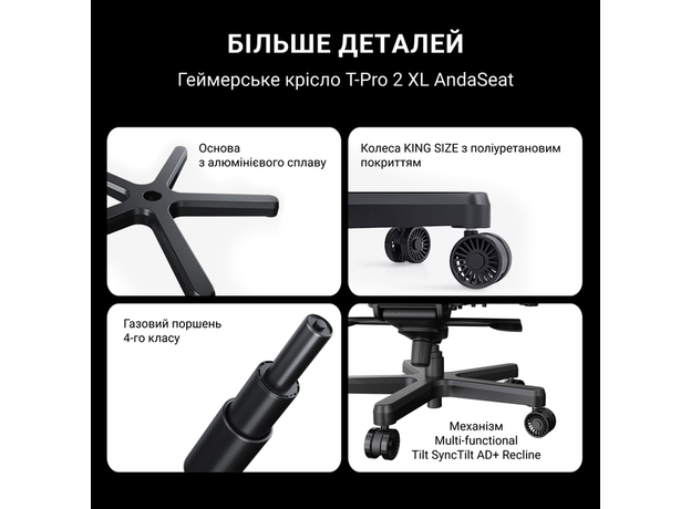 Кресло игровое Anda Seat T-Pro 2 Size XL Linen Fabric Blue/Black (AD12XLLA-01-SB-F) - изображение 16