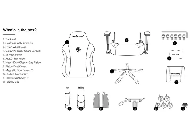 Кресло игровое Anda Seat Phantom 3 Size L Linen Fabric Dark Gray (AD18Y-06-G-F) - изображение 13